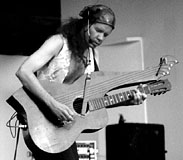 Michael w/ black Dyer harp guitar (autoharp pickup) in '95